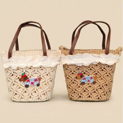 Tas Anyaman Rajut Motif Boneka Kelinci Imut – Slingbag Mini Korea Aesthetic thumbnail 2
