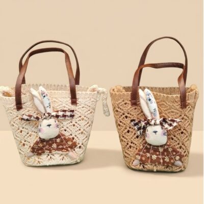 Tas Anyaman Rajut Motif Boneka Kelinci Imut – Slingbag Mini Korea Aesthetic thumbnail 4
