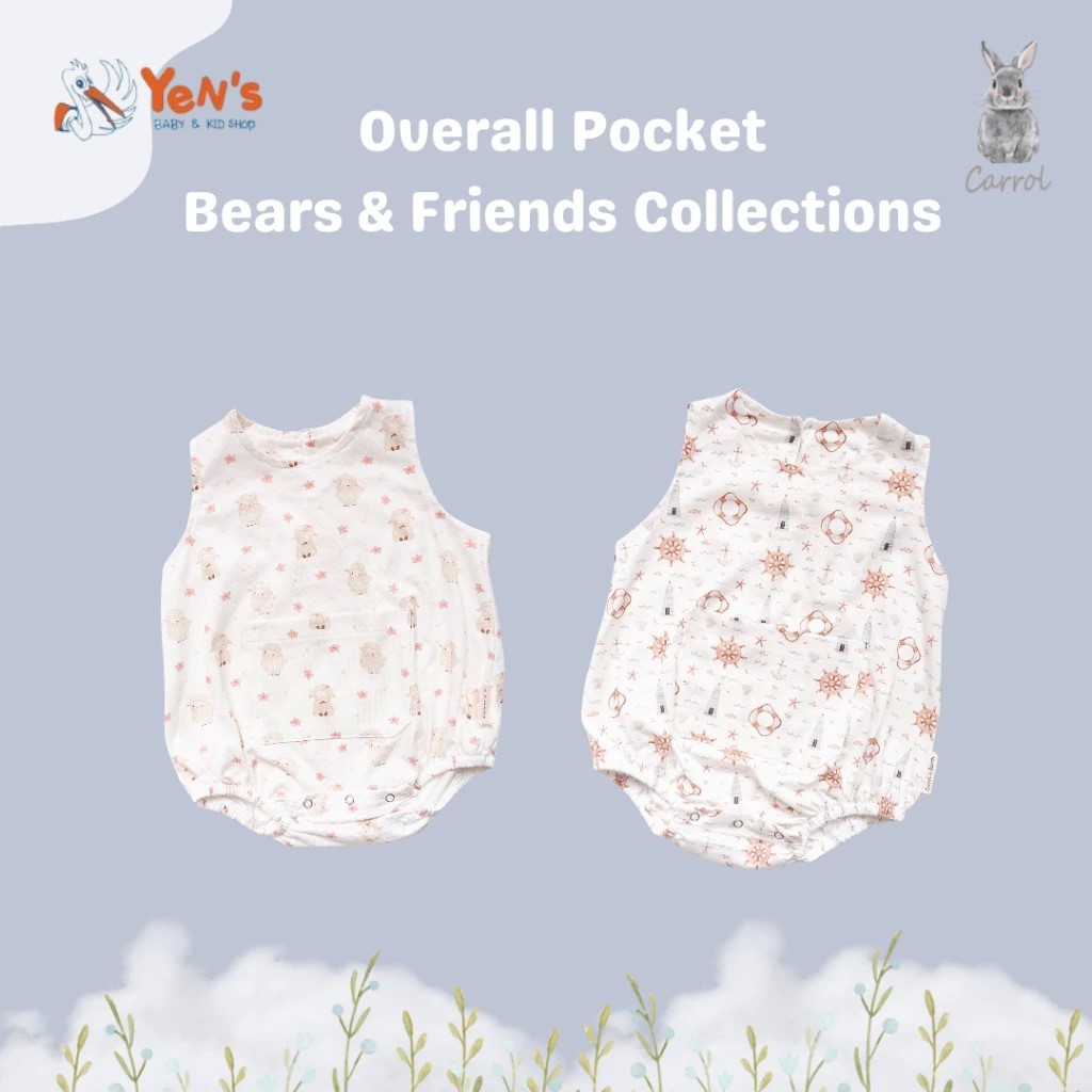 Carrol n Barrol Overall Pocket Jumper Daily Wear Bear n Friends Collections - Jumper Bayi Katun