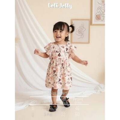 Loli Jolly Dress Anak Valerie Dress Bunga Gaun Anak Perempuan 1 - 4 tahun thumbnail 3
