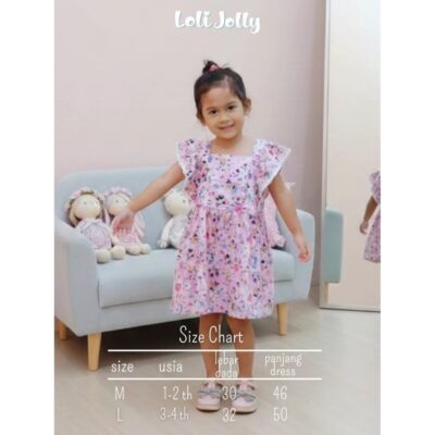 Loli Jolly Dress Anak Valerie Dress Bunga Gaun Anak Perempuan 1 - 4 tahun thumbnail 5