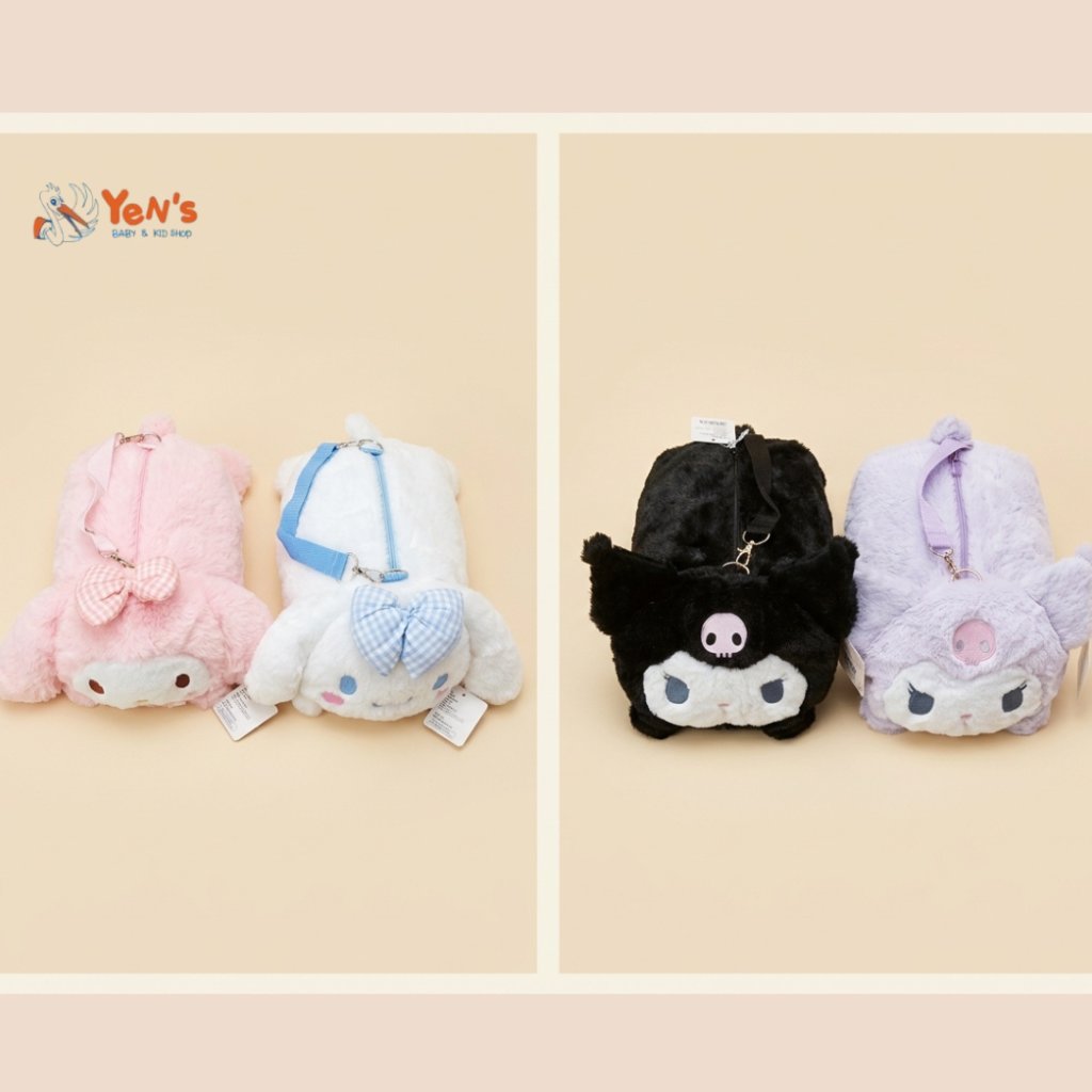 Tas Selempang Boneka Bulu Halus Sanrio My Melody Cinnamoroll (1 pcs)