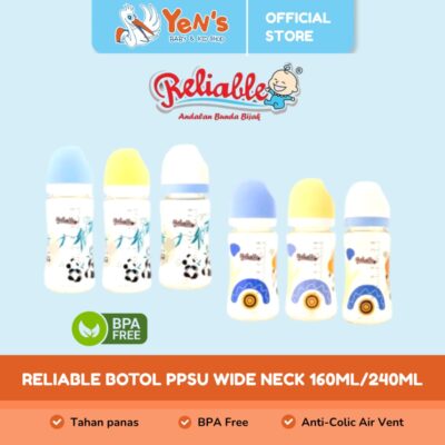 Reliable Botol PPSU 160ml / 240ml Bayi Anti Kolik Wide Neck BPA Free - Tahan panas hingga 180C