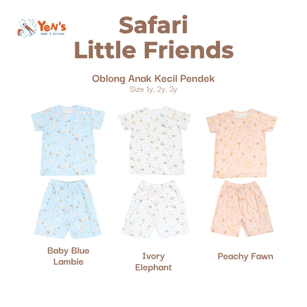 NARY Safari Little Friends Setelan Anak - Setelan Oblong Pendek Anak Kecil 1-3 Tahun (1 Stel)
