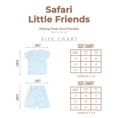 NARY Safari Little Friends Setelan Anak - Setelan Oblong Pendek Anak Kecil 1-3 Tahun (1 Stel) thumbnail 3