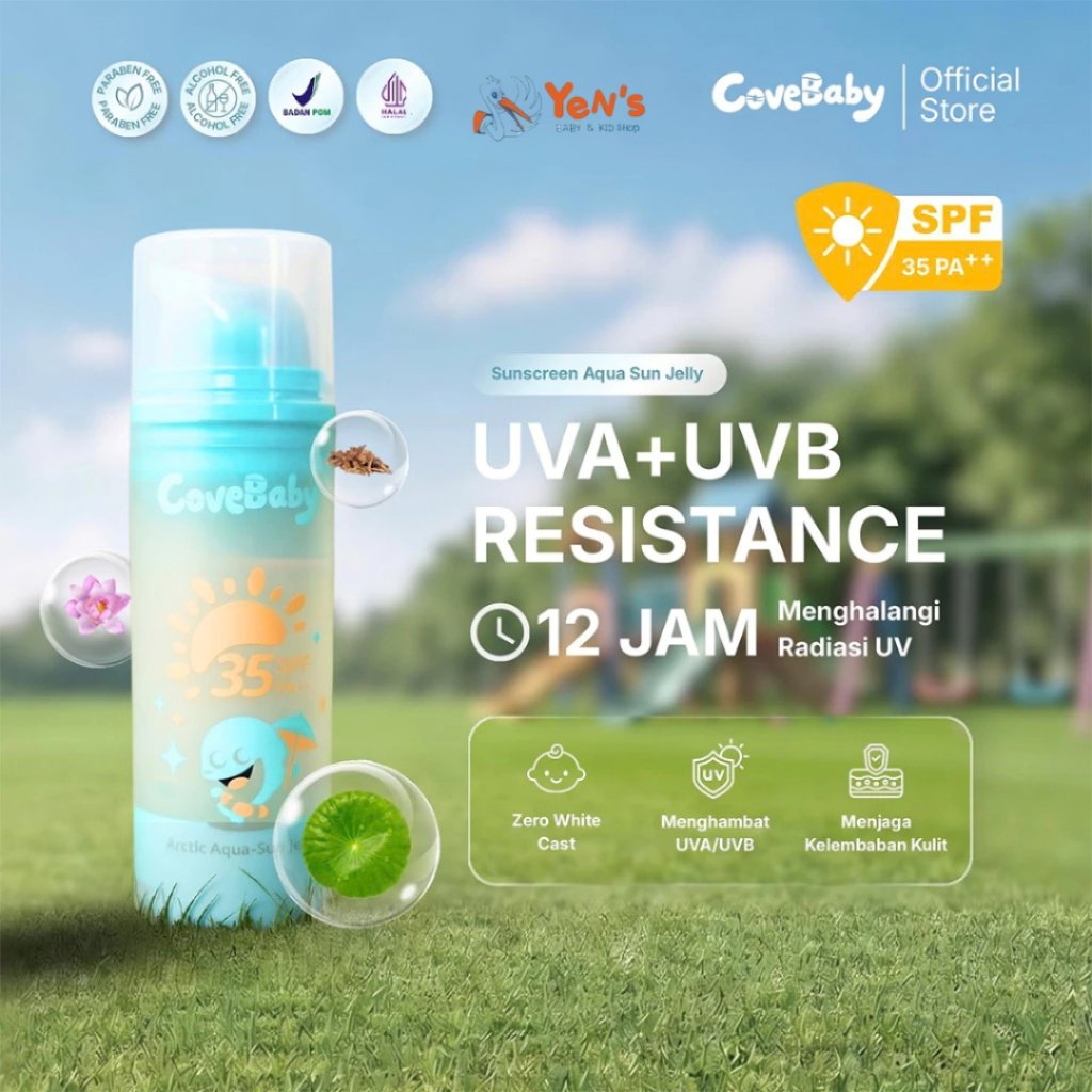 Sunscreen Gel Bayi & Anak - CoveBaby Arctic Aqua-Sun Jelly SPF 35 PA++ | Tidak Lengket, No-Whitecast