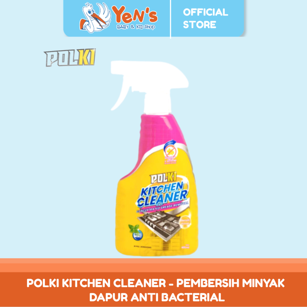 POLKI Kitchen Cleaner 400ML - Pembersih Minyak Dapur Anti Bacterial -  Menghilangkan Bau Tidak Sedap
