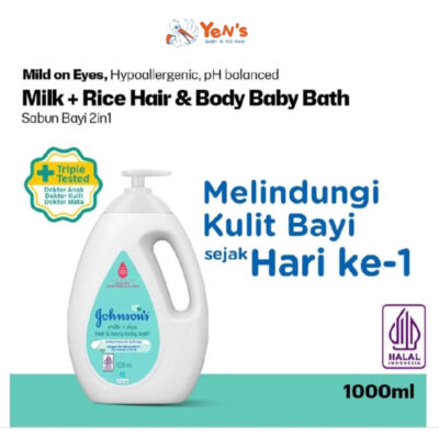 Johnson's Milk + Rice Hair & Body Baby Bath 1000ML pH balanced, Hypoallergenic & no added colorant thumbnail 2