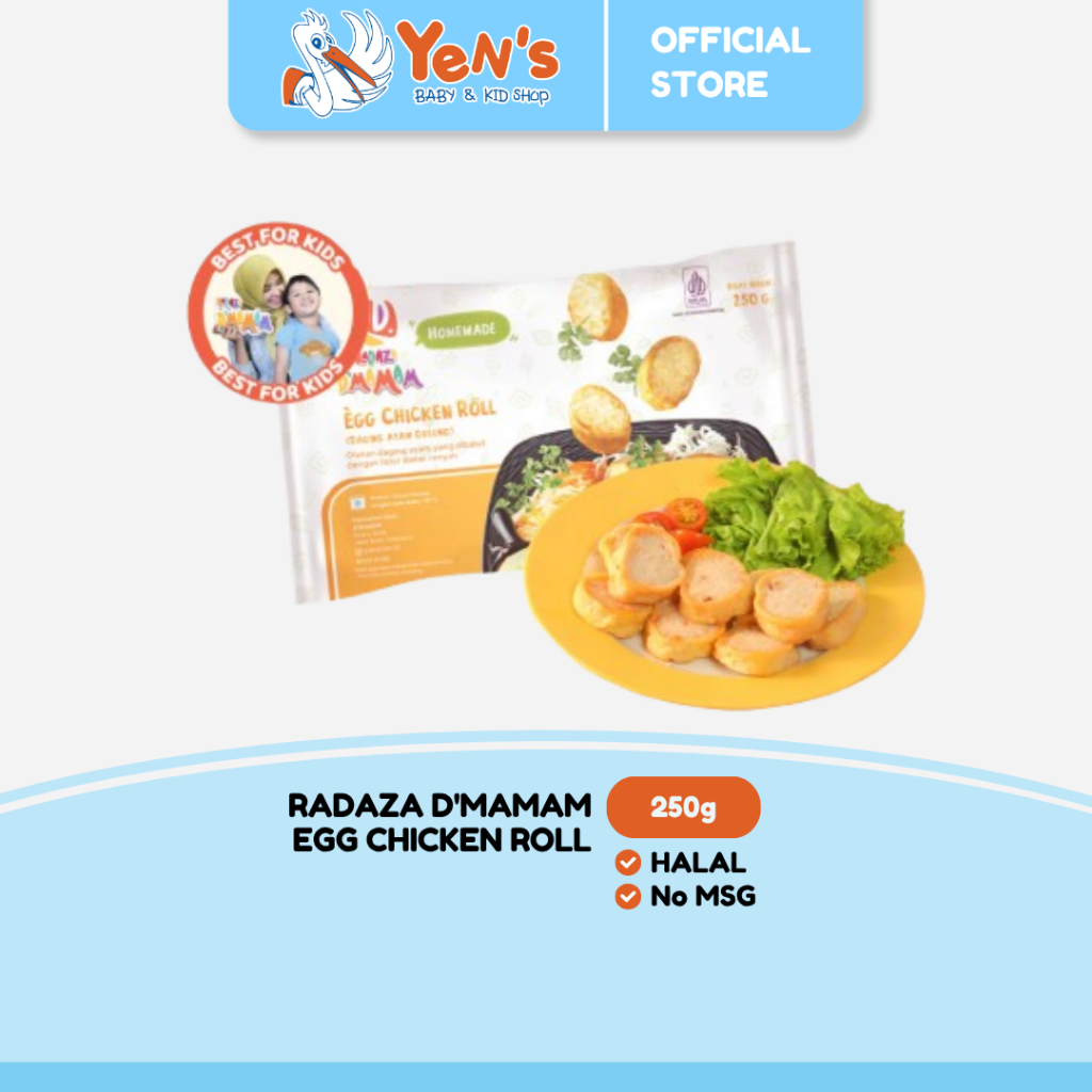 Radaza D'MAMAM Egg Chicken Roll 250g No MSG Cemilan Lauk Praktis Anak MPASI Bento Frozen BPOM HALAL