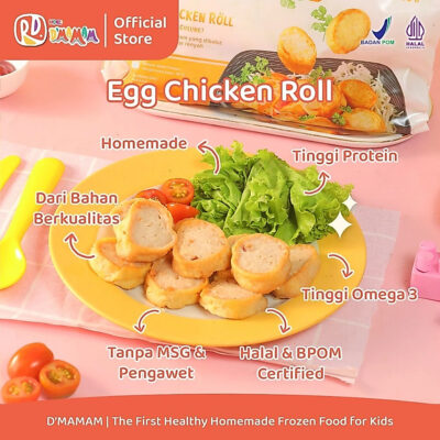 Radaza D'MAMAM Egg Chicken Roll 250g No MSG Cemilan Lauk Praktis Anak MPASI Bento Frozen BPOM HALAL thumbnail 3