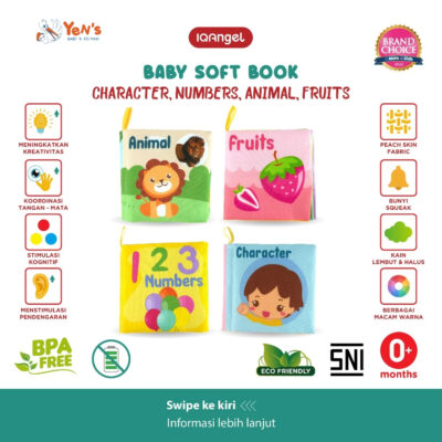 IQAngel Baby Soft Book 10x10cm | Mainan Edukasi Buku Kain untuk Melatih Sensorik Motorik Anak & Bayi