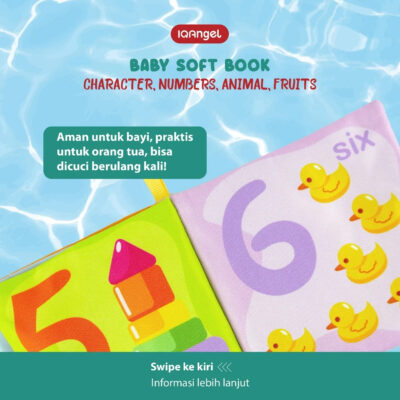 IQAngel Baby Soft Book 10x10cm | Mainan Edukasi Buku Kain untuk Melatih Sensorik Motorik Anak & Bayi thumbnail 3