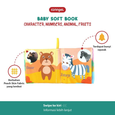 IQAngel Baby Soft Book 10x10cm | Mainan Edukasi Buku Kain untuk Melatih Sensorik Motorik Anak & Bayi thumbnail 4