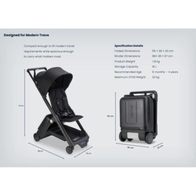 Ternx Carry On Luggage Stroller (Koper & Stroller 2-in-1 Premium untuk Traveling) Kanopi UPF 50+ thumbnail 5