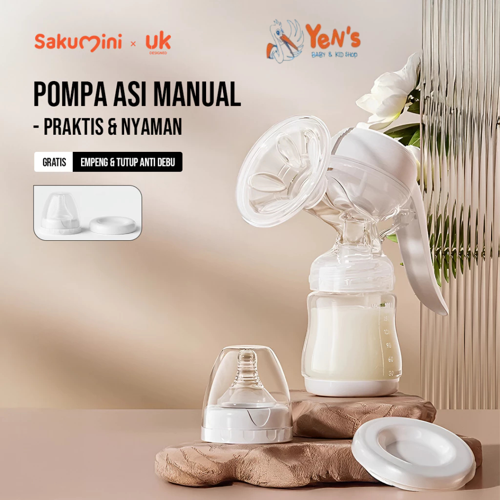 Sakumini Pompa Asi Manual Breast Pump Portable Anti Backflow Hisap Kuat BPA Free, Food Grade