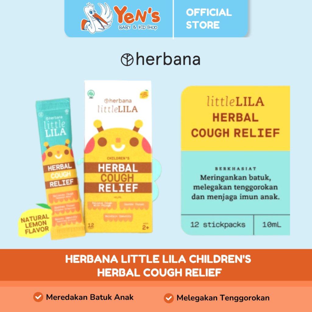 Herbana Little Lila Children's Herbal Cough Relief Meredakan Batuk, Melegakan Tenggorokan, Memelihara Imunitas Anak Halal
