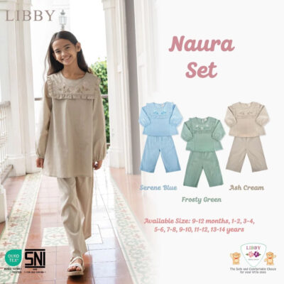 LIBBY Naura Set - Setelan Baju Tunik Muslim Anak Perempuan Set Baju Muslim ( 1 STEL )