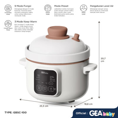 GEA Baby Slow Cooker GBSC-100 Smart Digital Slow Cooker 1 Liter Cooker Panci MPASI Baby Food Maker thumbnail 2