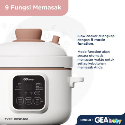 GEA Baby Slow Cooker GBSC-100 Smart Digital Slow Cooker 1 Liter Cooker Panci MPASI Baby Food Maker thumbnail 4