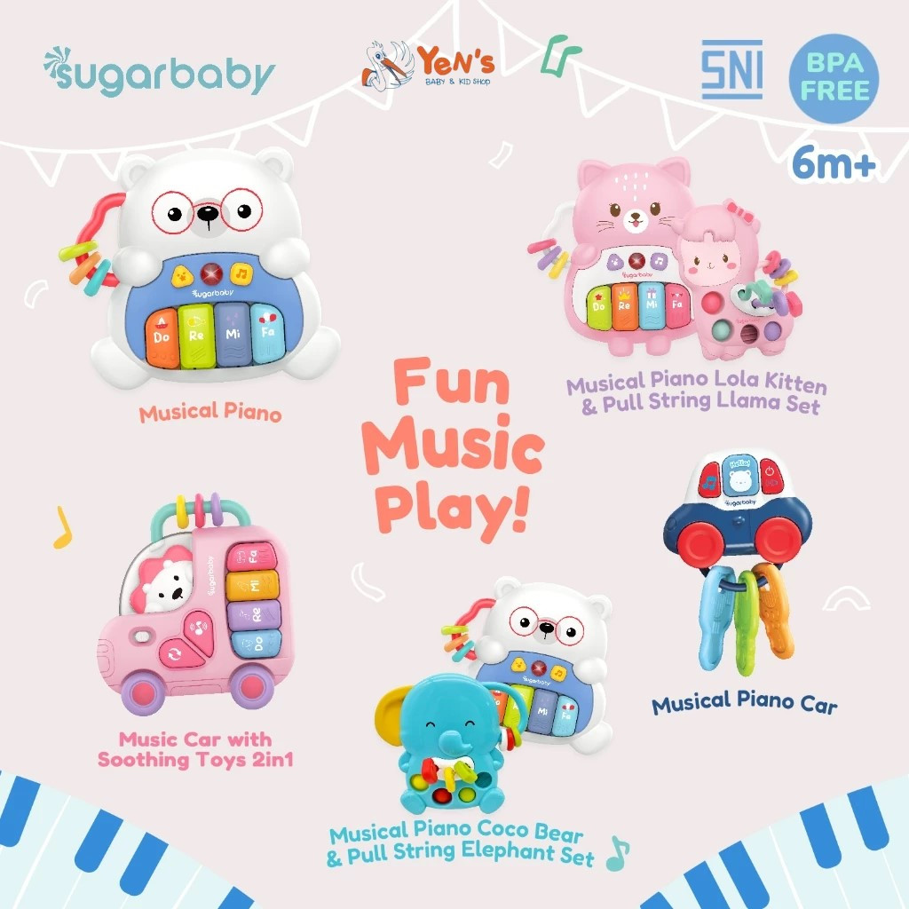 Sugarbaby Music Car / Musical Piano Car - Mainan Montessori Musik Bayi Karakter Edukasi Suara SNI