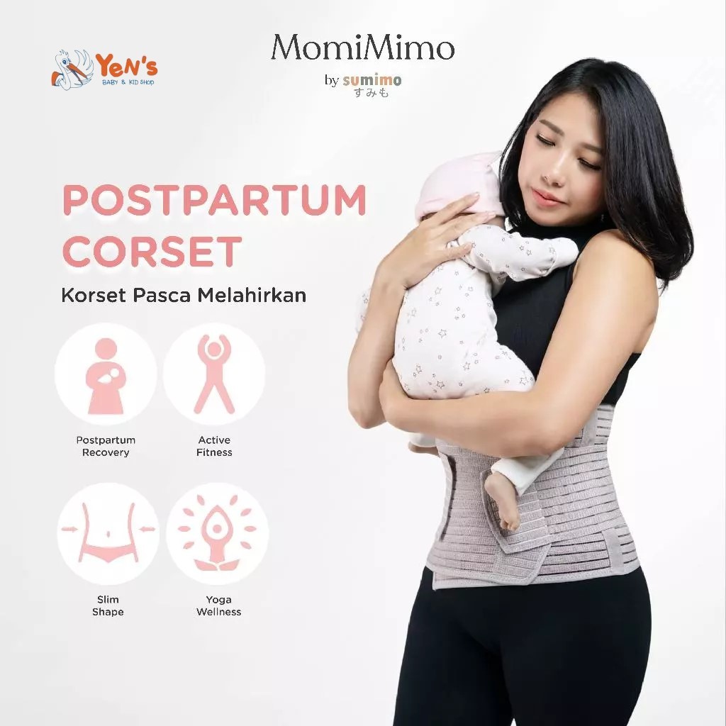 MomiMimo Postpartum Corset - Korset Multifungsi untuk Ibu&Perempuan Aktif Variasi Grey&Black 1 pcs