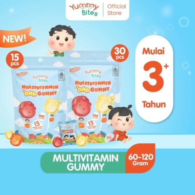 Yummy Bites Multivitamin +DHA Gummy - Rendah Gula| Natural Flavour Tanpa Pemanis Buatan - Halal