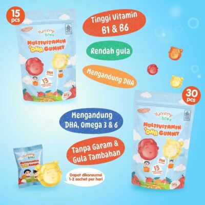 Yummy Bites Multivitamin +DHA Gummy - Rendah Gula| Natural Flavour Tanpa Pemanis Buatan - Halal thumbnail 2