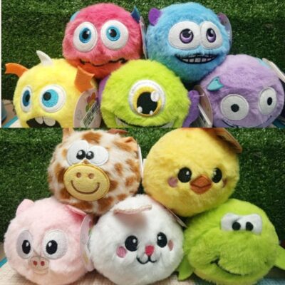 Mainan Bola Bulu Membal Bouncy Ball Plush Karakter Lucu / Bola Pantul Karakter Bulu Halus
