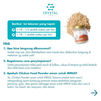 Crystal of the Sea - Crystal Farm Chicken Powder 20GR/80GR - Kaldu Ayam Kampung Bubuk - Kaldu MPASI NON MSG thumbnail 6