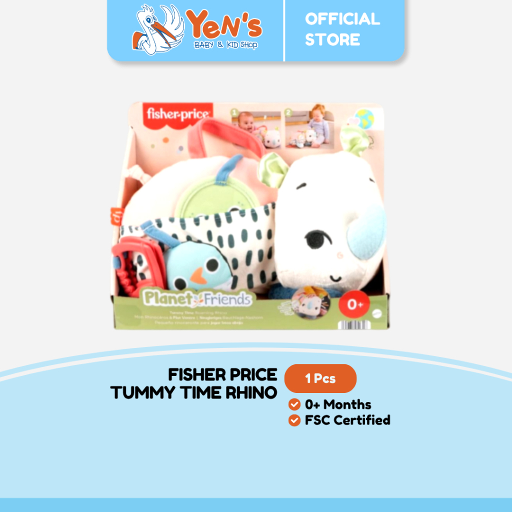 Fisher Price Tummy Time Rhino Planet Friends - Edukasi Boneka Anak ( 1 Pcs )