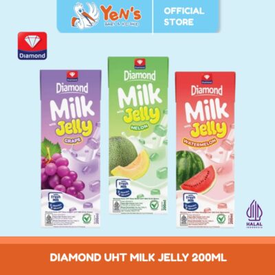 Diamond Susu UHT Milk Jelly 200 ml  - Susu UHT Jelly Rasa Watermelon / Melon / Grape