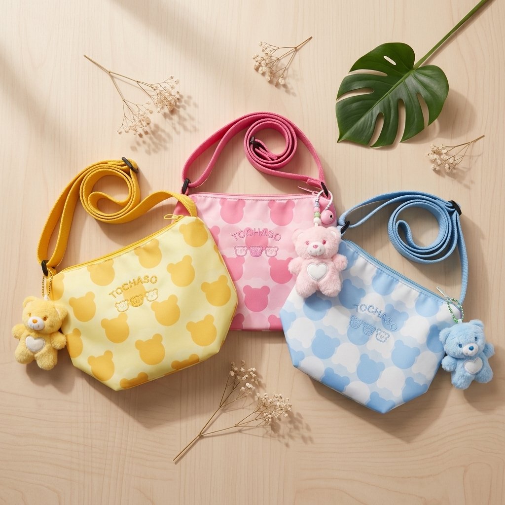 Tas Selempang Anak & Remaja Motif Beruang Tochaso - Free Gantungan Boneka