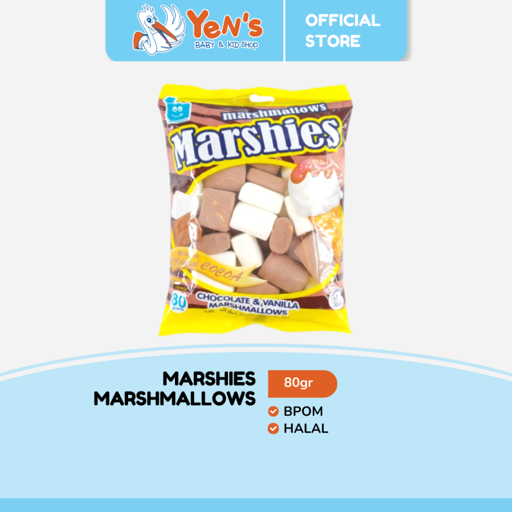 Marshies Marshmallow Chocolate & Vanilla 80gr - Cemilan Manis Lembut