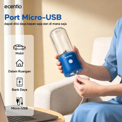 [2.0]ecentio Blender Portable Juicer 8/10/12 Mata Pisau Kaca Tebal, 2 Gelas 380ml Anti Bocor thumbnail 5