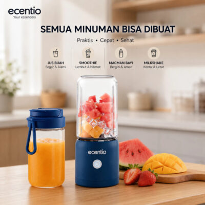 [2.0]ecentio Blender Portable Juicer 8/10/12 Mata Pisau Kaca Tebal, 2 Gelas 380ml Anti Bocor thumbnail 8