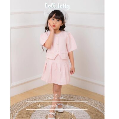 Loli Jolly Setelan Rok Anak Perempuan Hanna Tweed Blazer Rok Korean Style 1- 6 tahun
