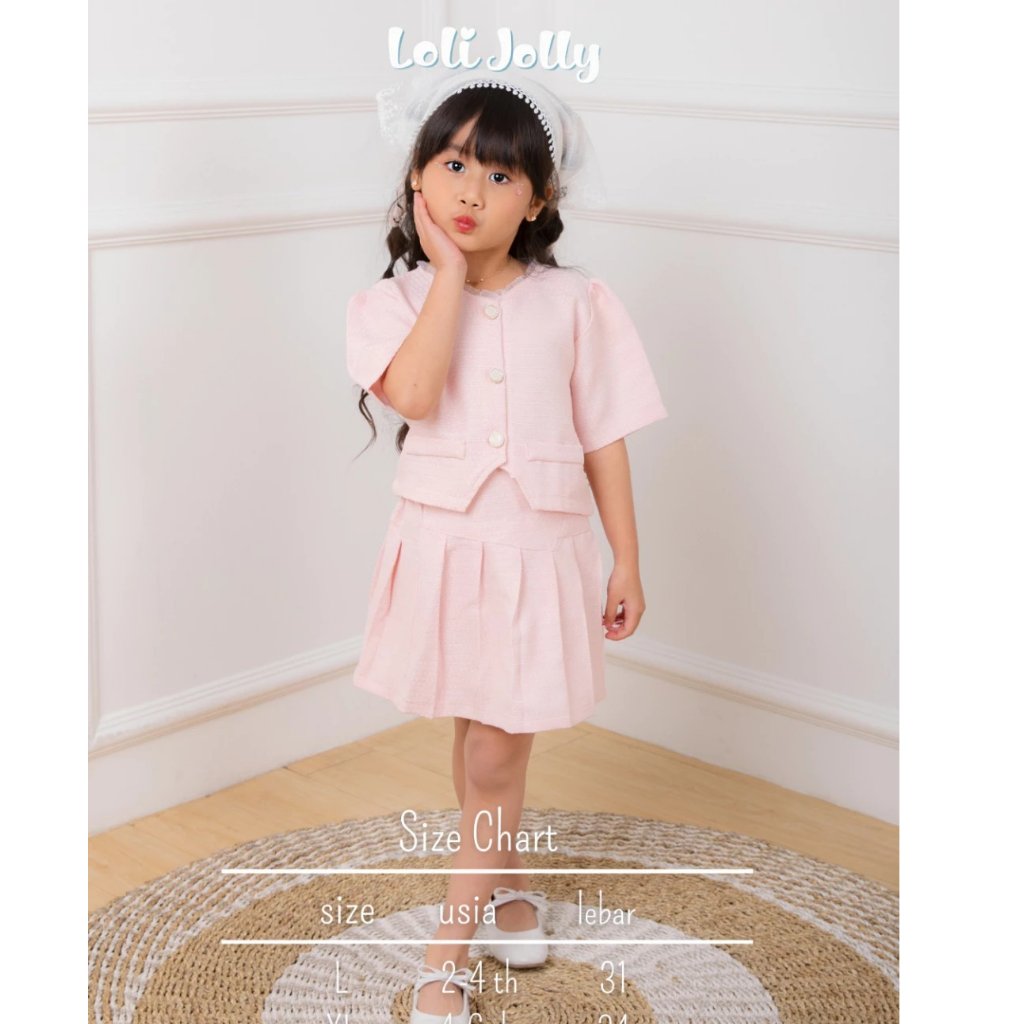 Loli Jolly Setelan Rok Anak Perempuan Hanna Tweed Blazer Rok Korean Style 1- 6 tahun