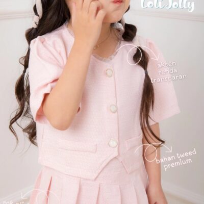 Loli Jolly Setelan Rok Anak Perempuan Hanna Tweed Blazer Rok Korean Style 1- 6 tahun thumbnail 4
