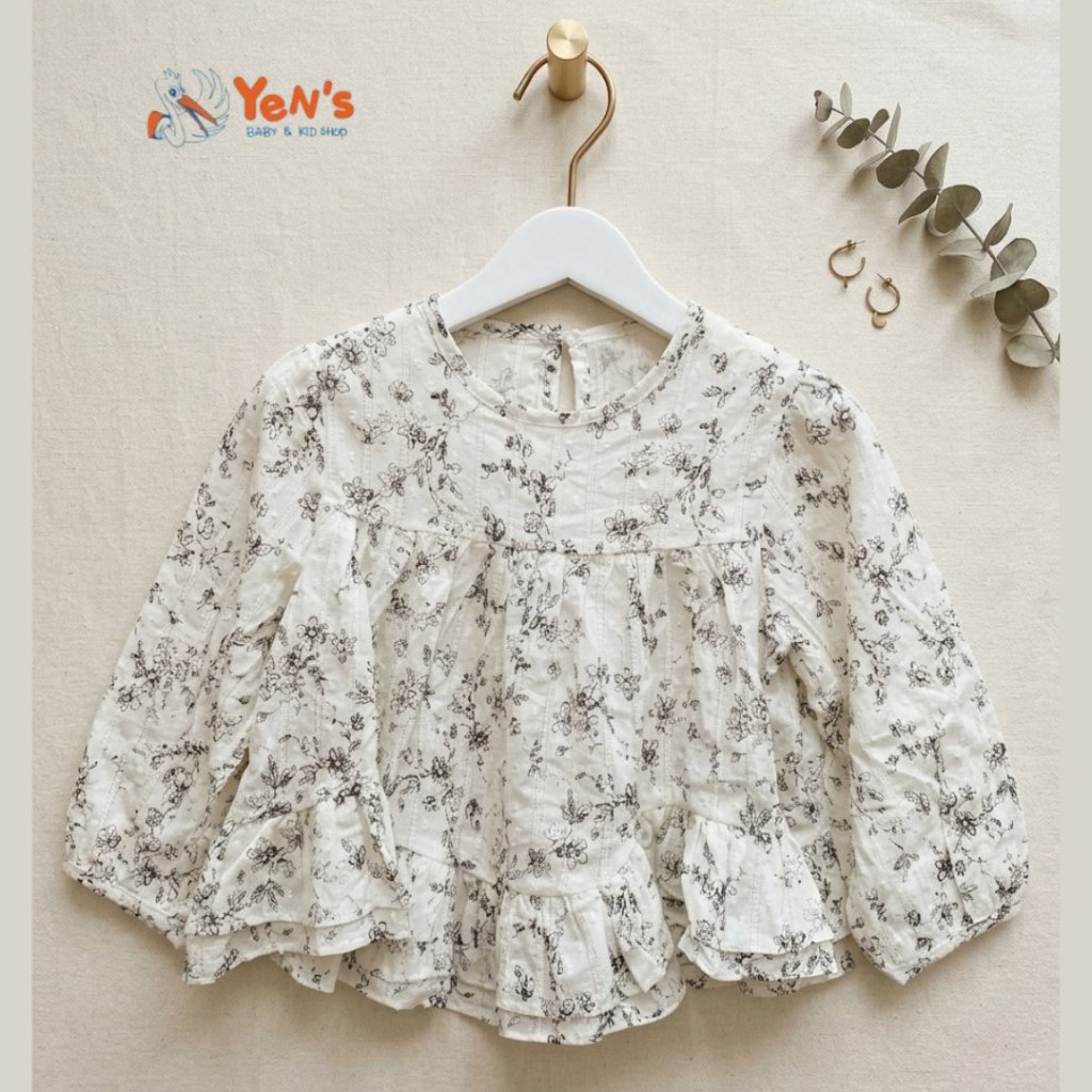 Baju Lengan Panjang Floral Chic dengan Detail Ruffle - Atasan Anak Perempuan Nyaman dan Stylish