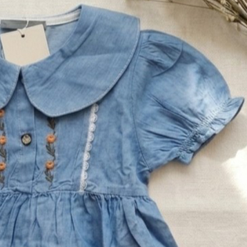 Dress Anak Perempuan Kancing Depan Bordir Bunga Stylish & Kekinian thumbnail 2