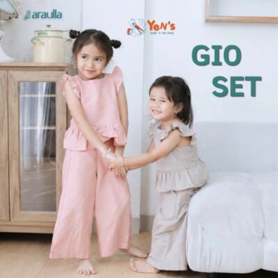 Araulla - GIO ONE SET baju anak perempuan | baju setelan anak perempuan Linen premium, adem & nyaman