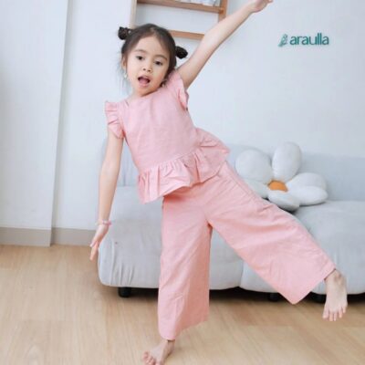 Araulla - GIO ONE SET baju anak perempuan | baju setelan anak perempuan Linen premium, adem & nyaman thumbnail 3