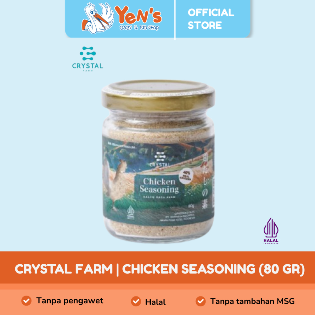 Crystal Farm | Chicken Seasoning (80 GR) - Kaldu rasa Ayam Kaldu sehat rendah garam - Kaldu NON MSG
