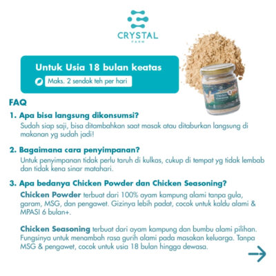 Crystal Farm | Chicken Seasoning (80 GR) - Kaldu rasa Ayam Kaldu sehat rendah garam - Kaldu NON MSG thumbnail 4