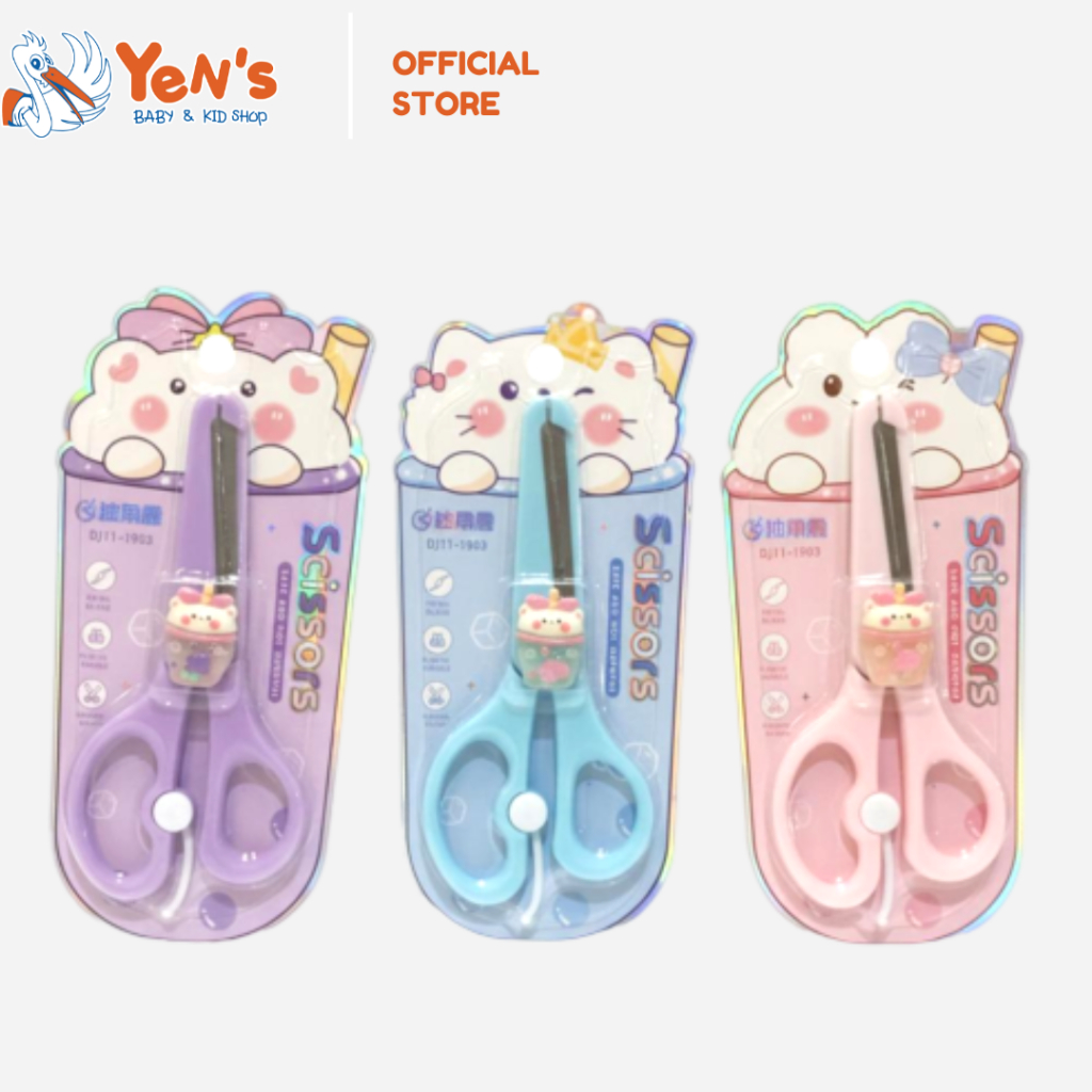 Gunting Mini Aman untuk Anak Sekolah / Motif Minuman Boba Lucu / Gunting Karakter ( 1 Pcs )