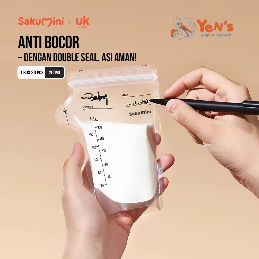 Sakumini Disposable Breastmilk Storage Bag Penampung Kantong Asi Susu Bayi Food Grade Isi 30 Pcs