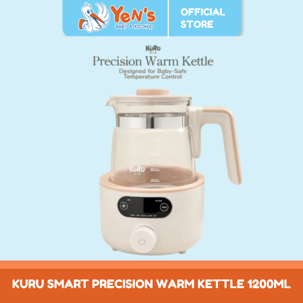 KURU Smart Precision Warm Kettle 1200ml - Digital Water Warmer Stainless Steel Glass