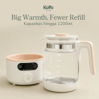 KURU Smart Precision Warm Kettle 1200ml - Digital Water Warmer Stainless Steel Glass thumbnail 3