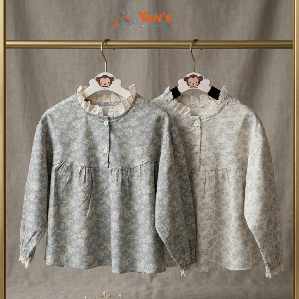 Blus Floral Renda / Atasan Katun Motif Bunga Kecil Korean Style 2653