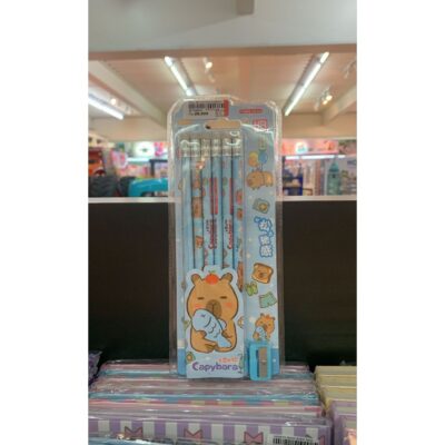 Pensil Set 12 Pcs HB Capybara Lucu / Pensil Kayu Anak Sekolah Alat Tulis + Rautan thumbnail 2